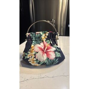 Tropical Hawaiian Floral Clutch Purse Handbag Frame Bag Hibiscus Palm DERBY
